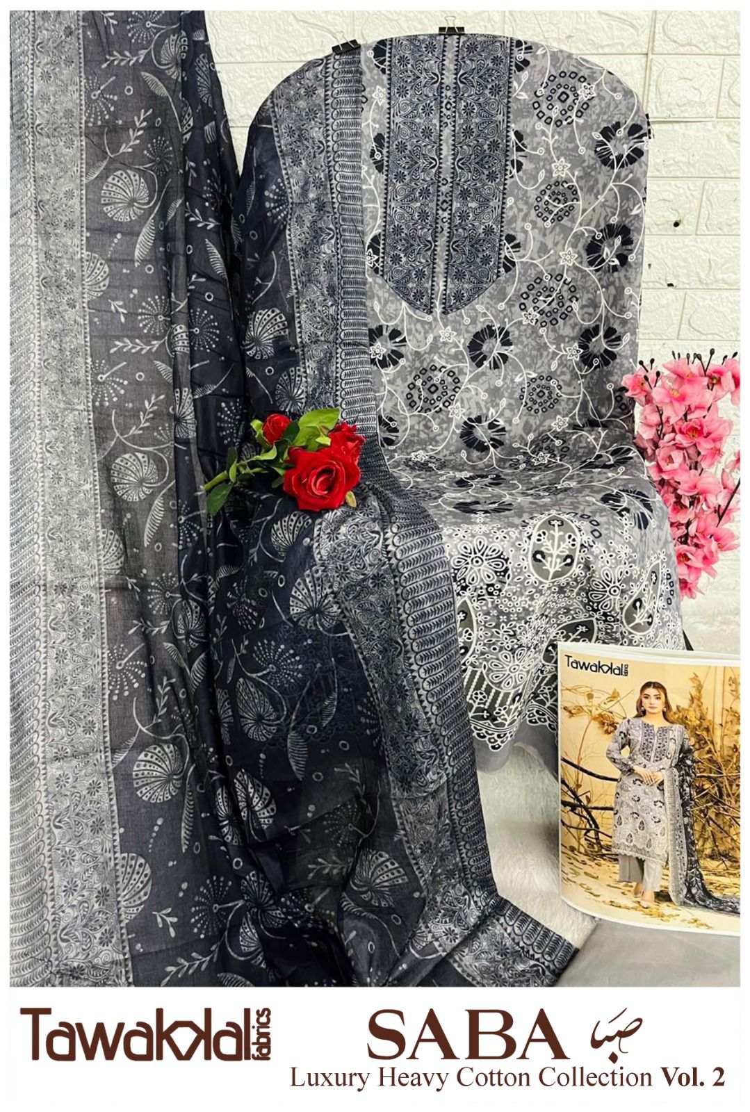 Saba Vol 2 Luxury Cotton Collection Tawakkal Fabrics Karachi Salwar Suits Manufacturer Gujarat