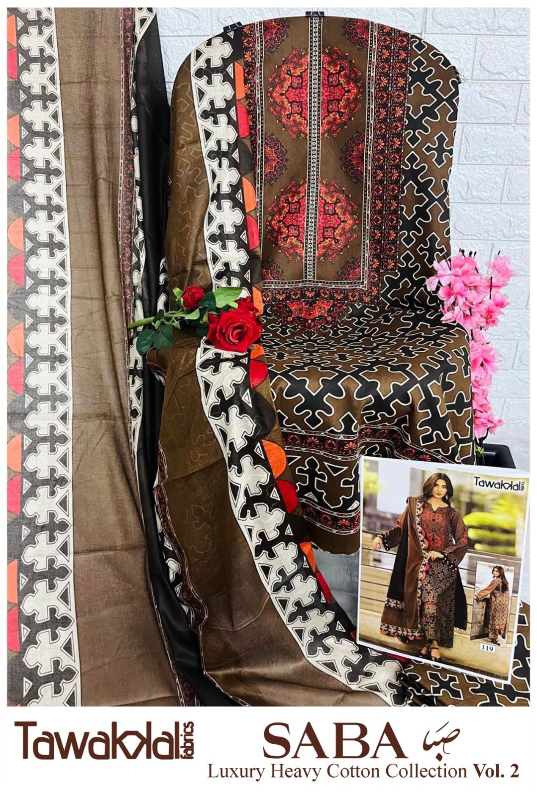 Saba Vol 2 Luxury Cotton Collection Tawakkal Fabrics Karachi Salwar Suits Manufacturer Gujarat