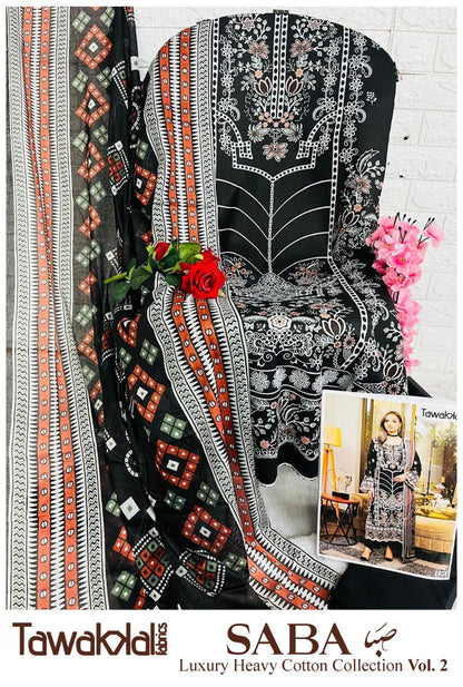 Saba Vol 2 Luxury Cotton Collection Tawakkal Fabrics Karachi Salwar Suits Manufacturer Gujarat