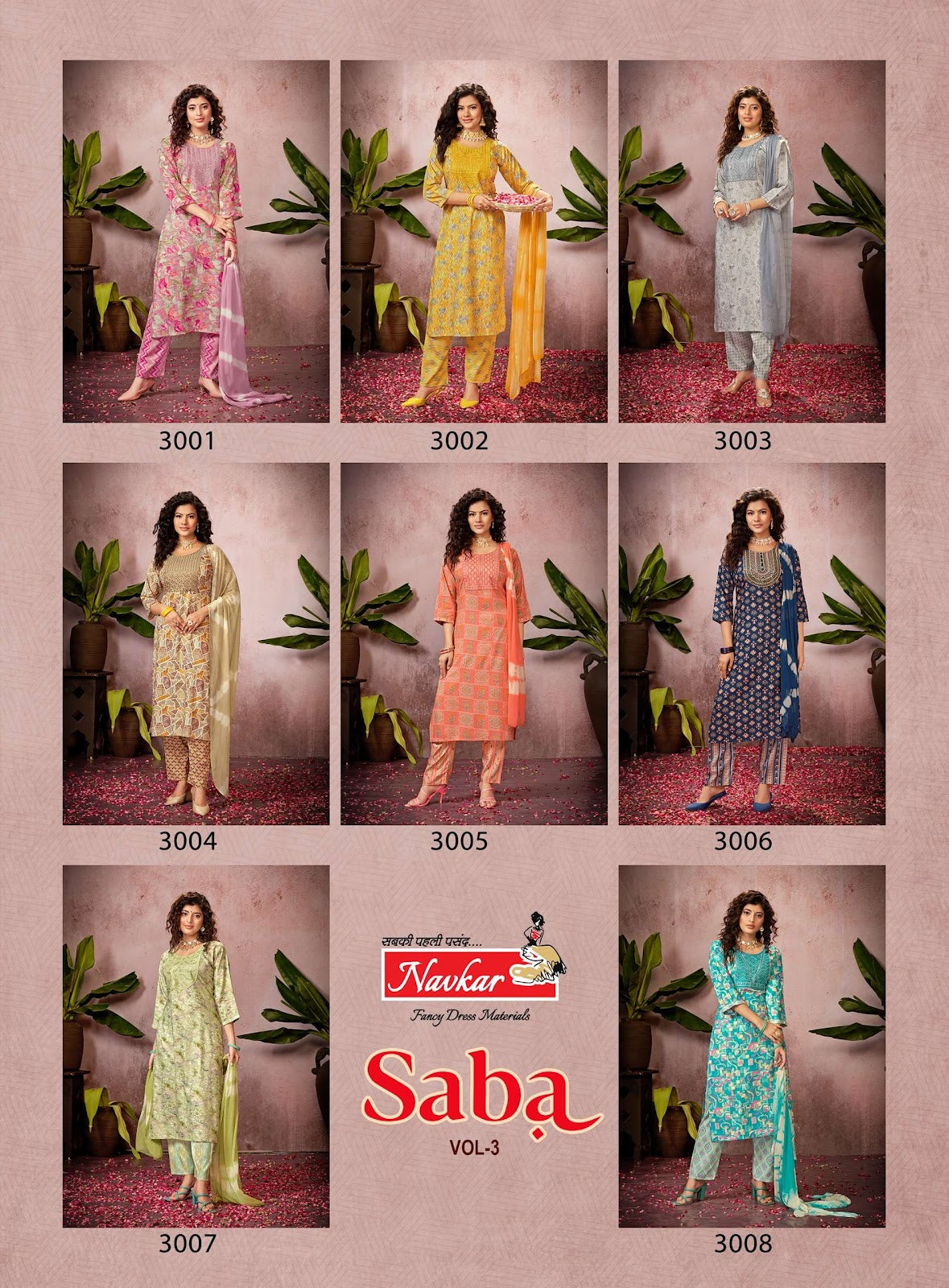 Saba Vol 3 Navkar Rayon Readymade Pant Style Suits Exporter India