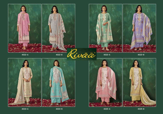 Sabaa Vol 5 Rivaa Lawn Pant Style Suits Exporter Gujarat