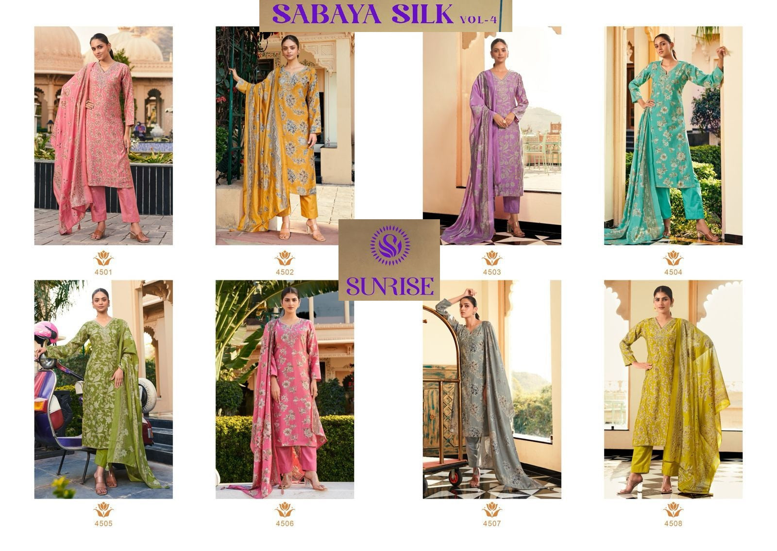 Sabaya Silk Vol 4 Sunrise Modal Silk Plazzo Style Suits Manufacturer