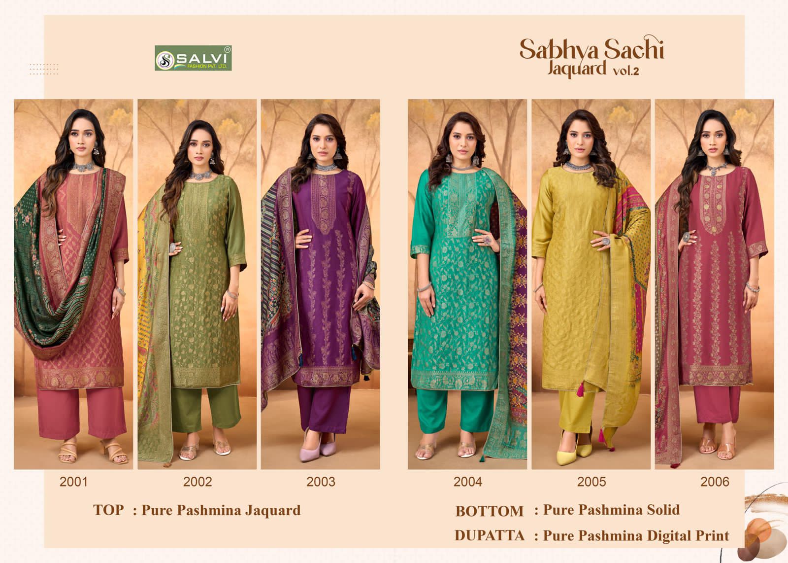Sabhya Sachi Jaquard Vol 2 Salvi Fashion Pashmina Suits Wholesale Price