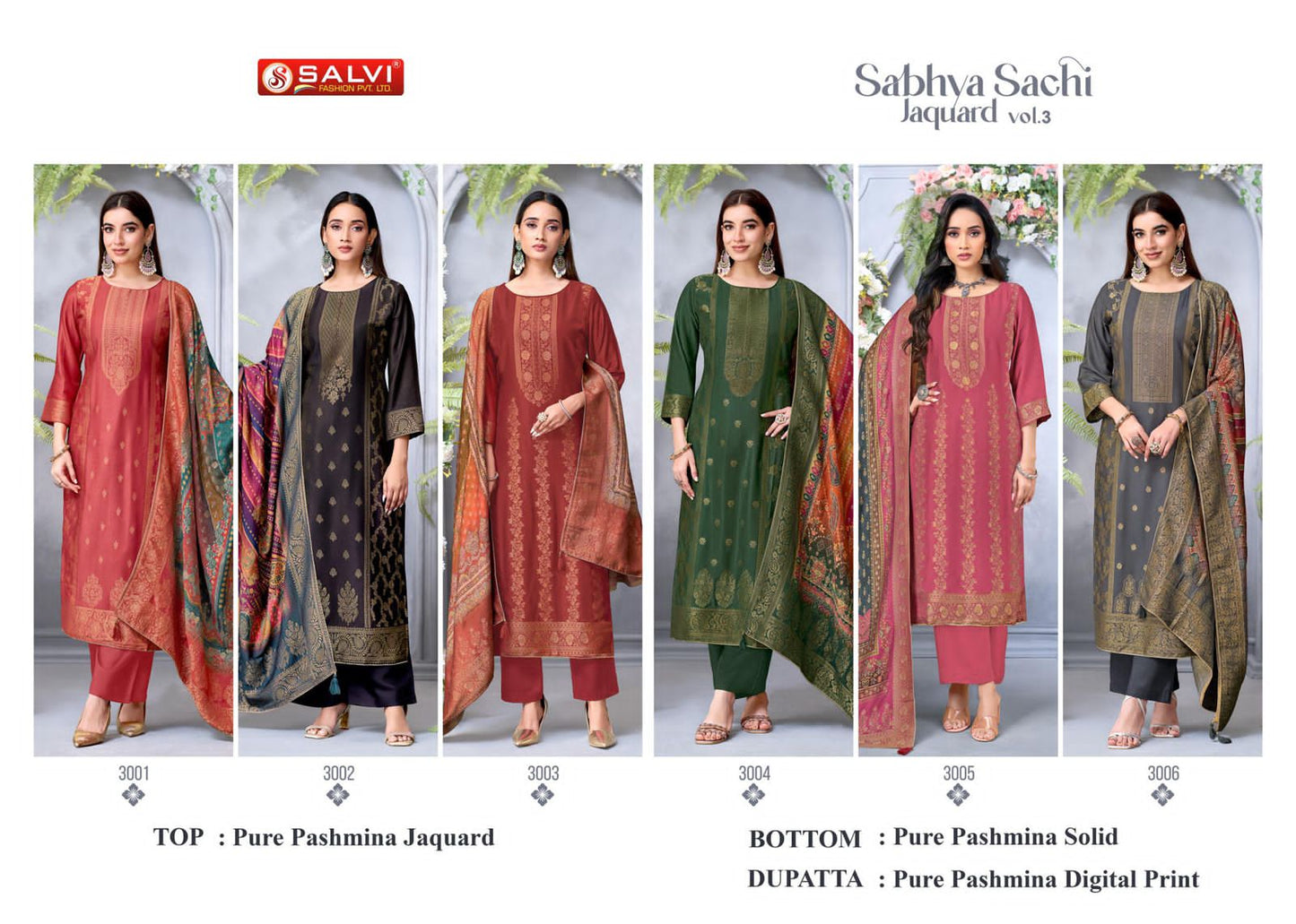 Sabhya Sachi Jaquard Vol 3 Salvi Fashion Pashmina Suits Supplier India