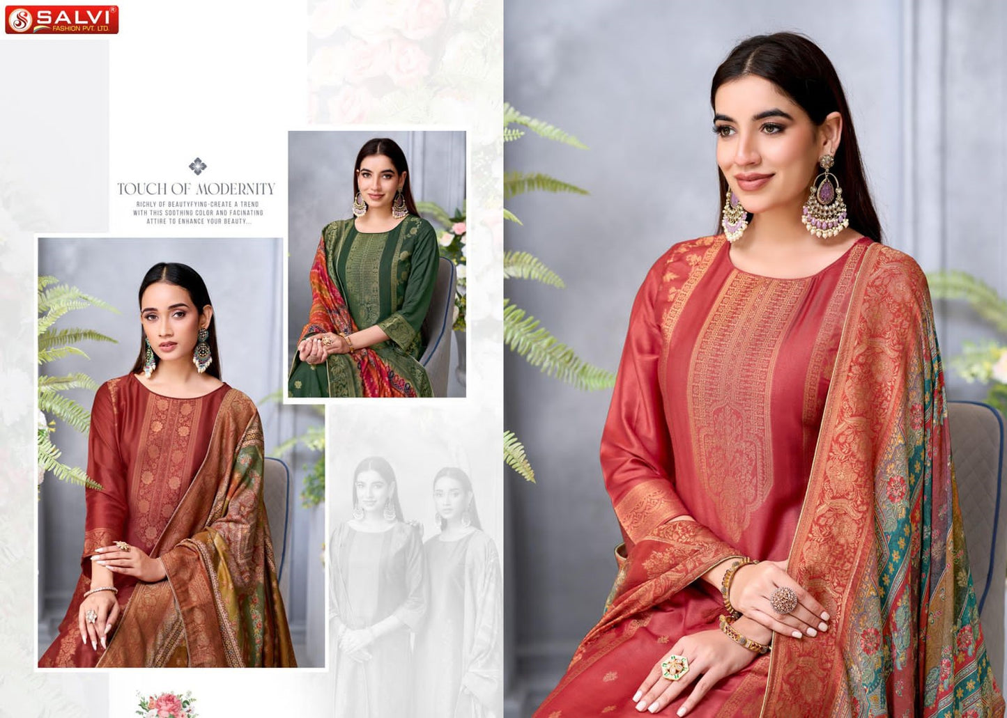 Sabhya Sachi Jaquard Vol 3 Salvi Fashion Pashmina Suits Supplier India