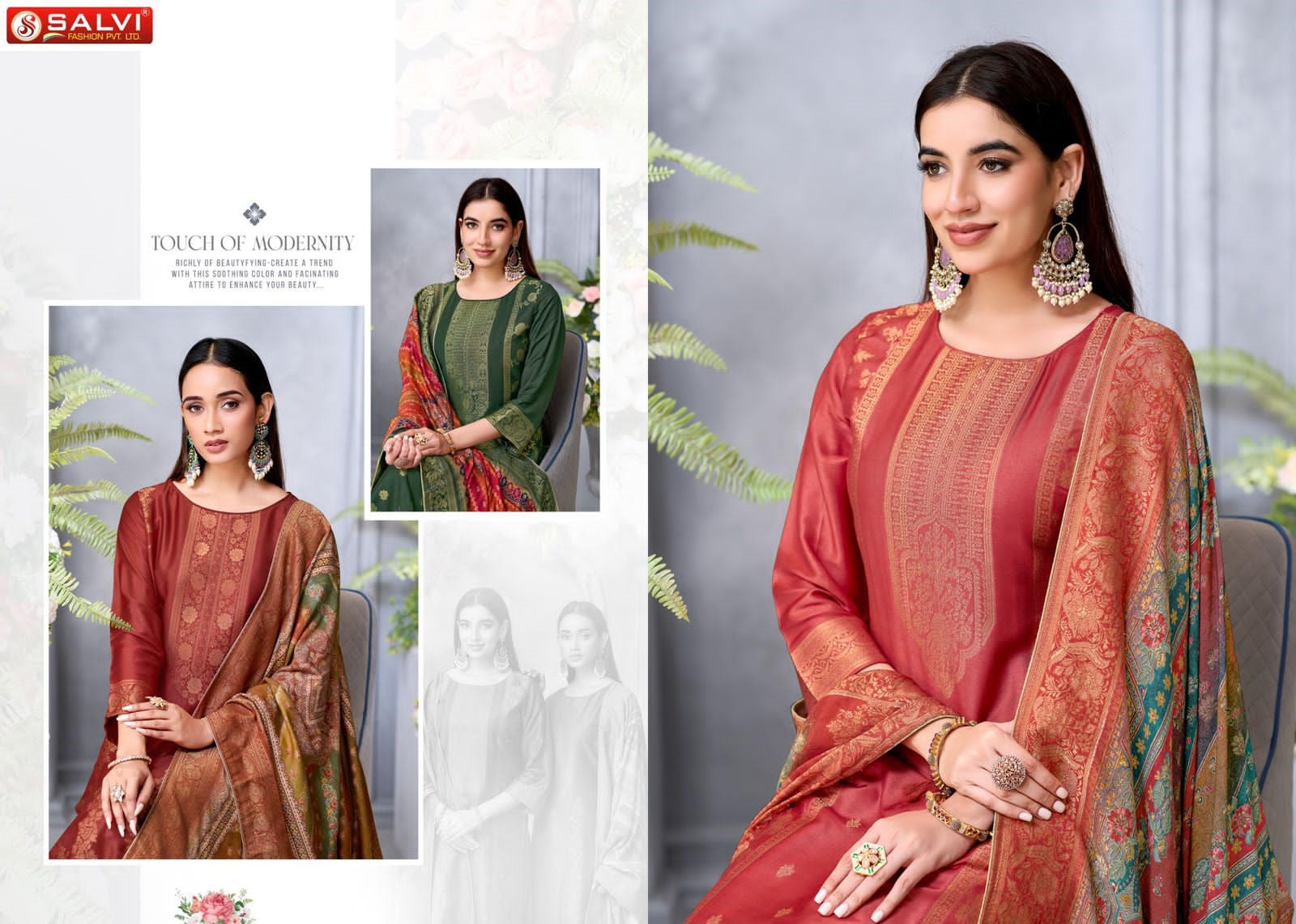 Sabhya Sachi Jaquard Vol 3 Salvi Fashion Pashmina Suits Supplier India