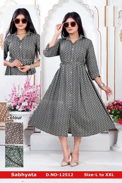 Sabhyata Jnx Rayon A-Line Kurti Supplier Gujarat