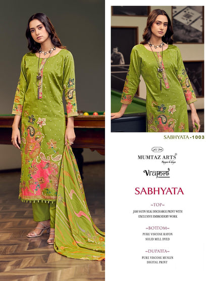Sabhyata Mumtaz Arts Viscose Karachi Salwar Suits Wholesale