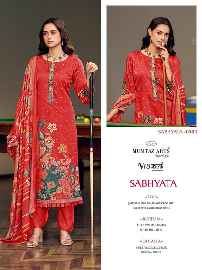 Sabhyata Mumtaz Arts Viscose Karachi Salwar Suits Wholesale