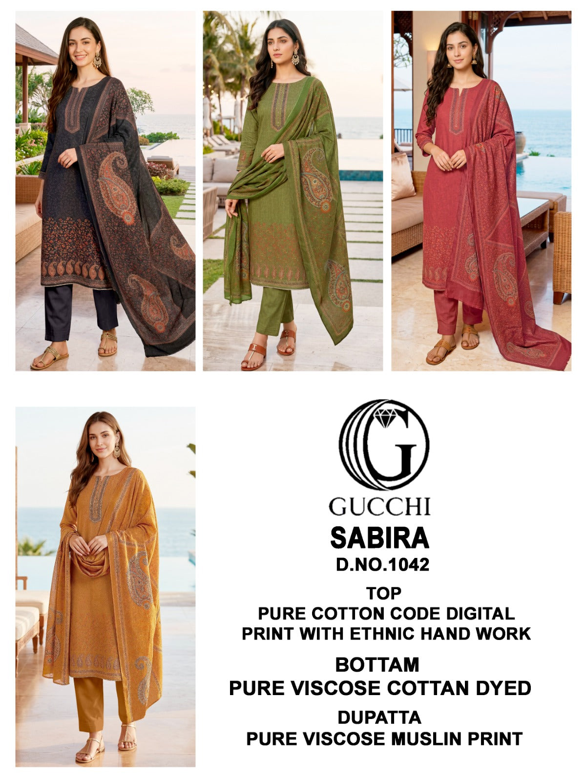 Sabira 1042 Gucchi Cotton Pant Style Suits Supplier