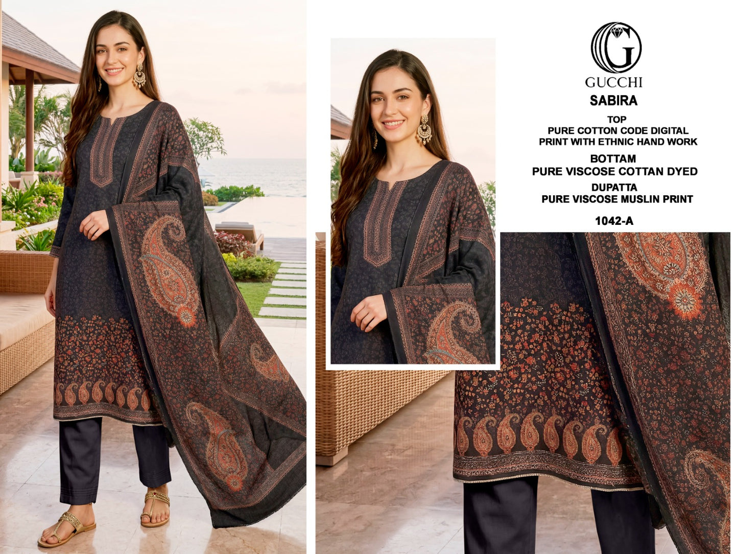 Sabira 1042 Gucchi Cotton Pant Style Suits Supplier
