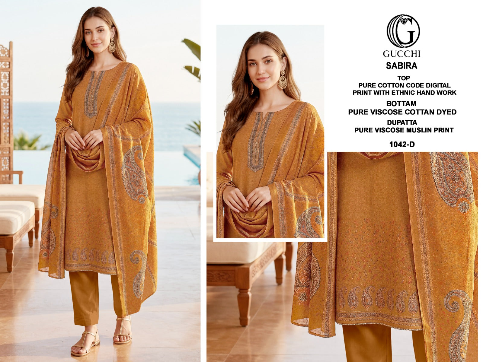 Sabira 1042 Gucchi Cotton Pant Style Suits Supplier