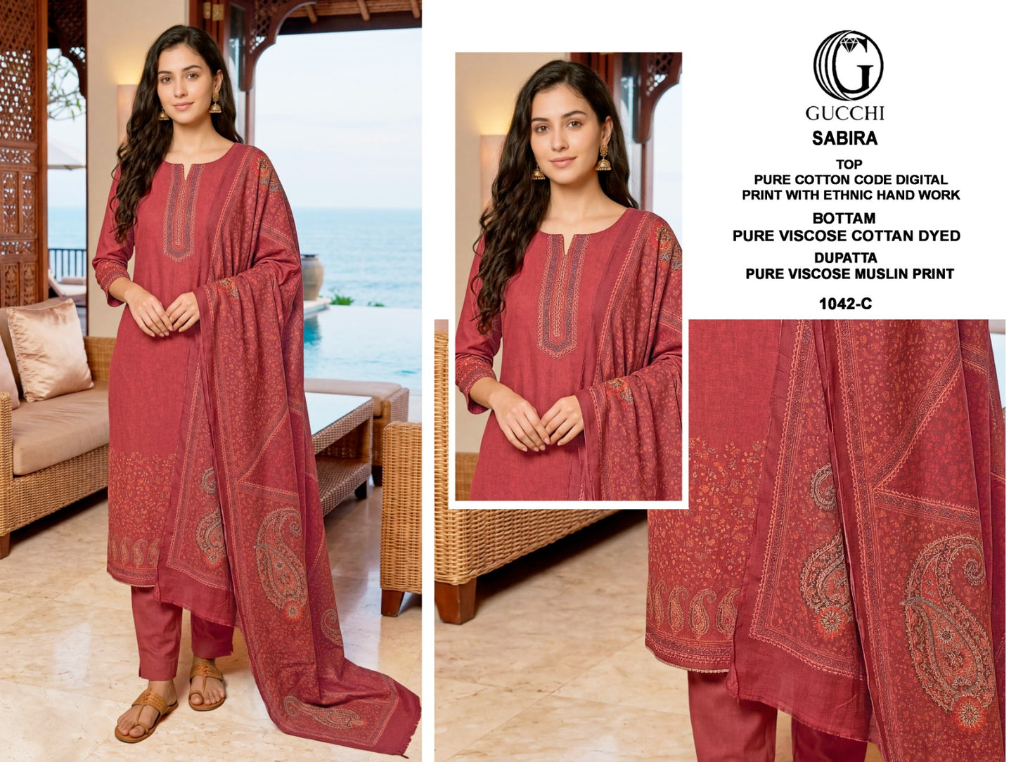 Sabira 1042 Gucchi Cotton Pant Style Suits Supplier