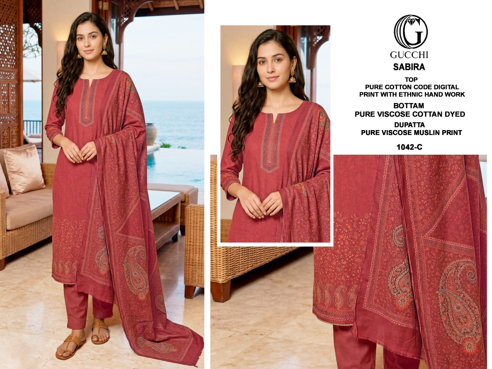 Sabira 1042 Gucchi Cotton Pant Style Suits Supplier