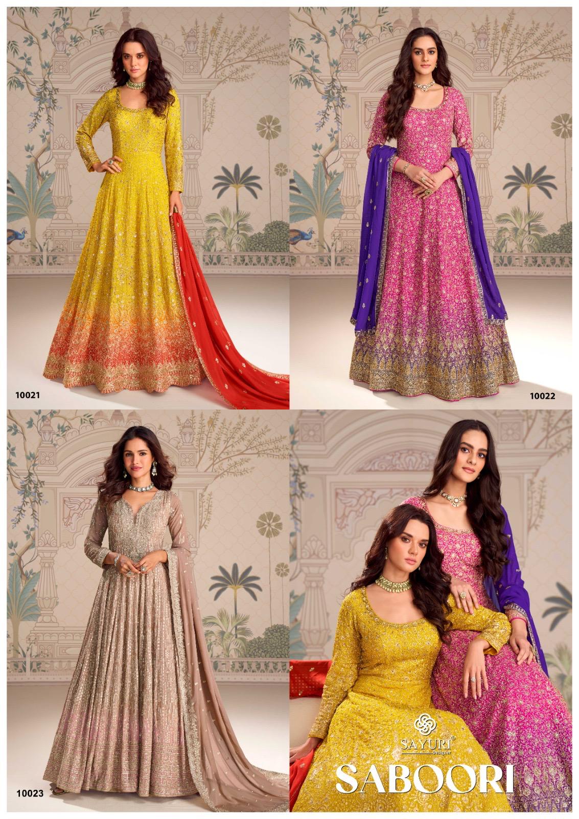 Saboori Sayuri Georgette Gown Dupatta Set Exporter India