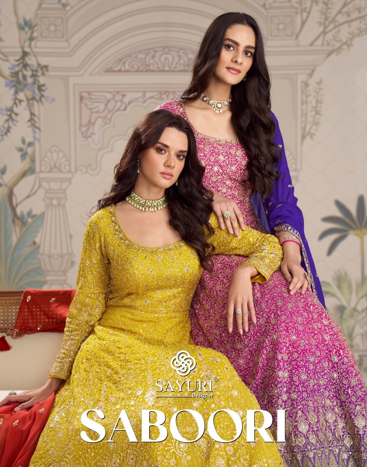 Saboori Sayuri Georgette Gown Dupatta Set Exporter India