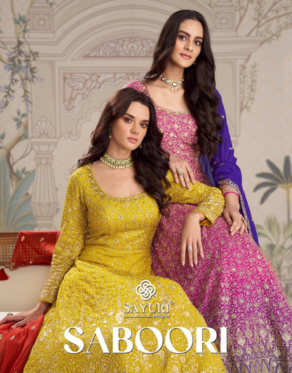 Saboori Sayuri Georgette Gown Dupatta Set Exporter India