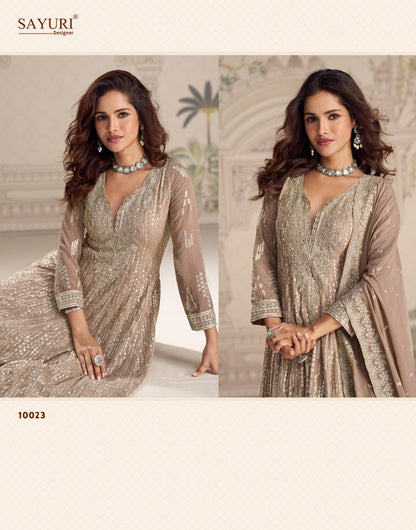 Saboori Sayuri Georgette Gown Dupatta Set Exporter India
