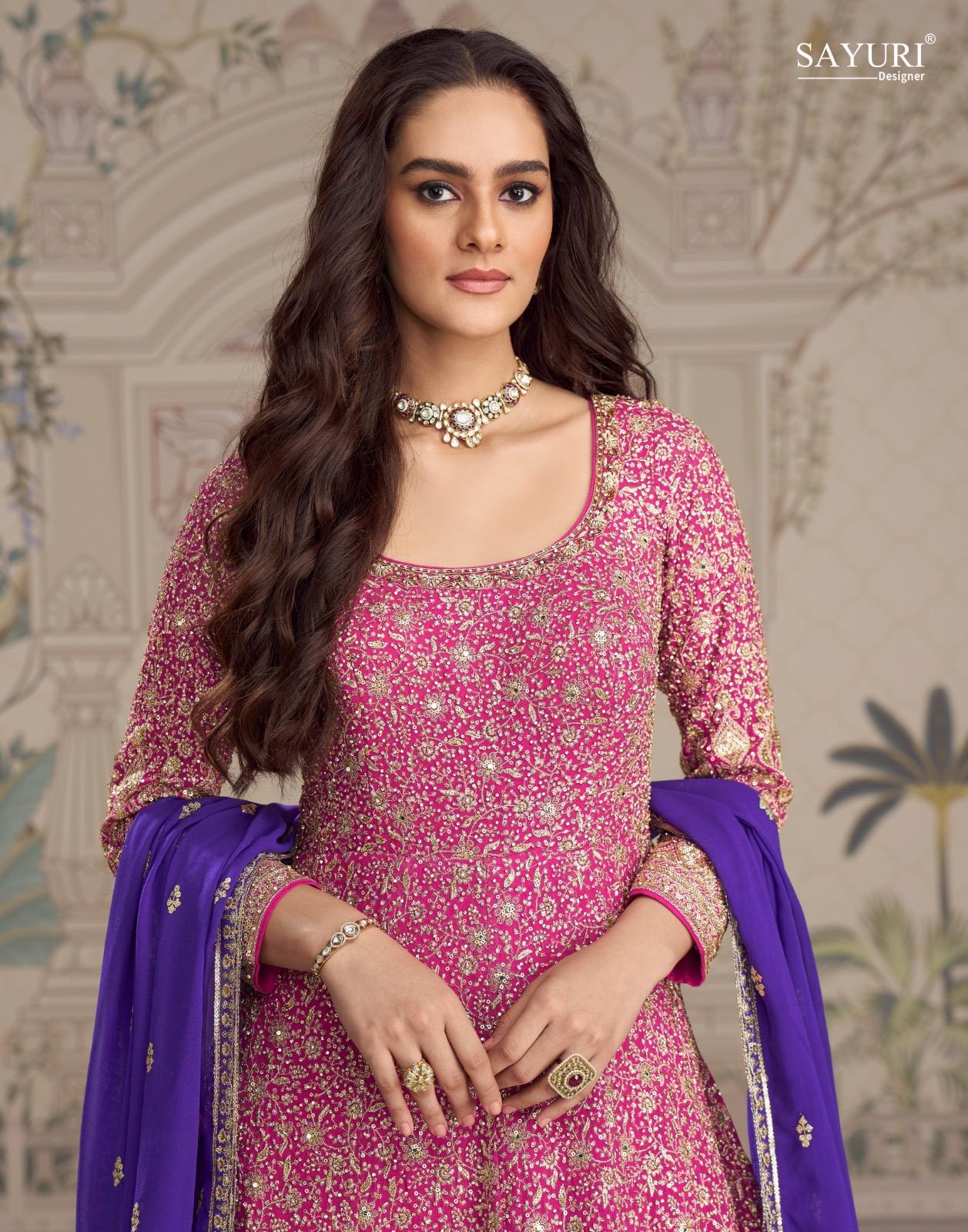 Saboori Sayuri Georgette Gown Dupatta Set Exporter India