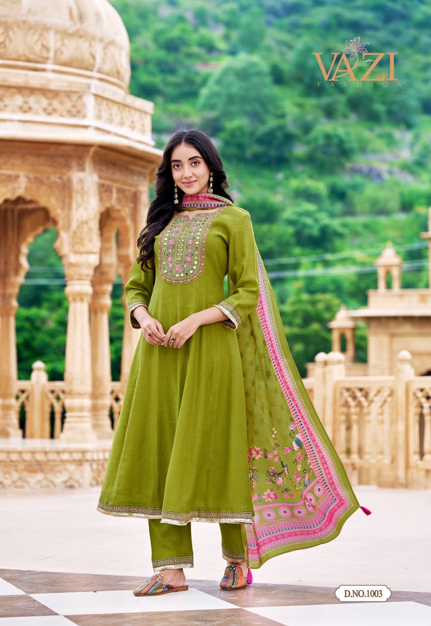 Saboori Vazi Fashion Viscose Readymade Anarkali Suits Supplier Gujarat