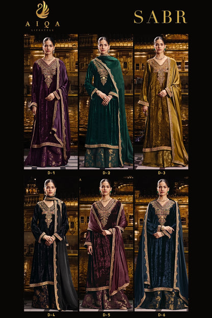 Sabr Aiqa Viscose Velvet Suits Manufacturer India