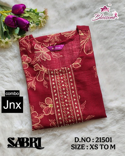 Sabri 0206 Jnx Vertican Straight Cut Kurtis Wholesale