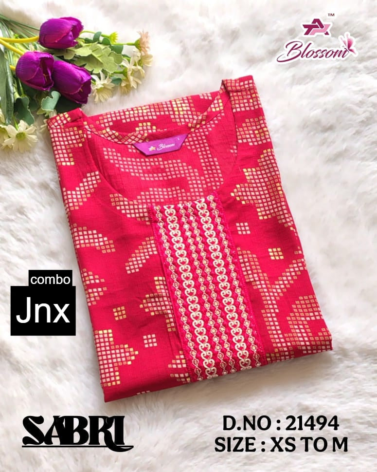 Sabri 0206 Jnx Vertican Straight Cut Kurtis Wholesale