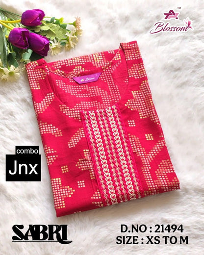 Sabri 0206 Jnx Vertican Straight Cut Kurtis Wholesale