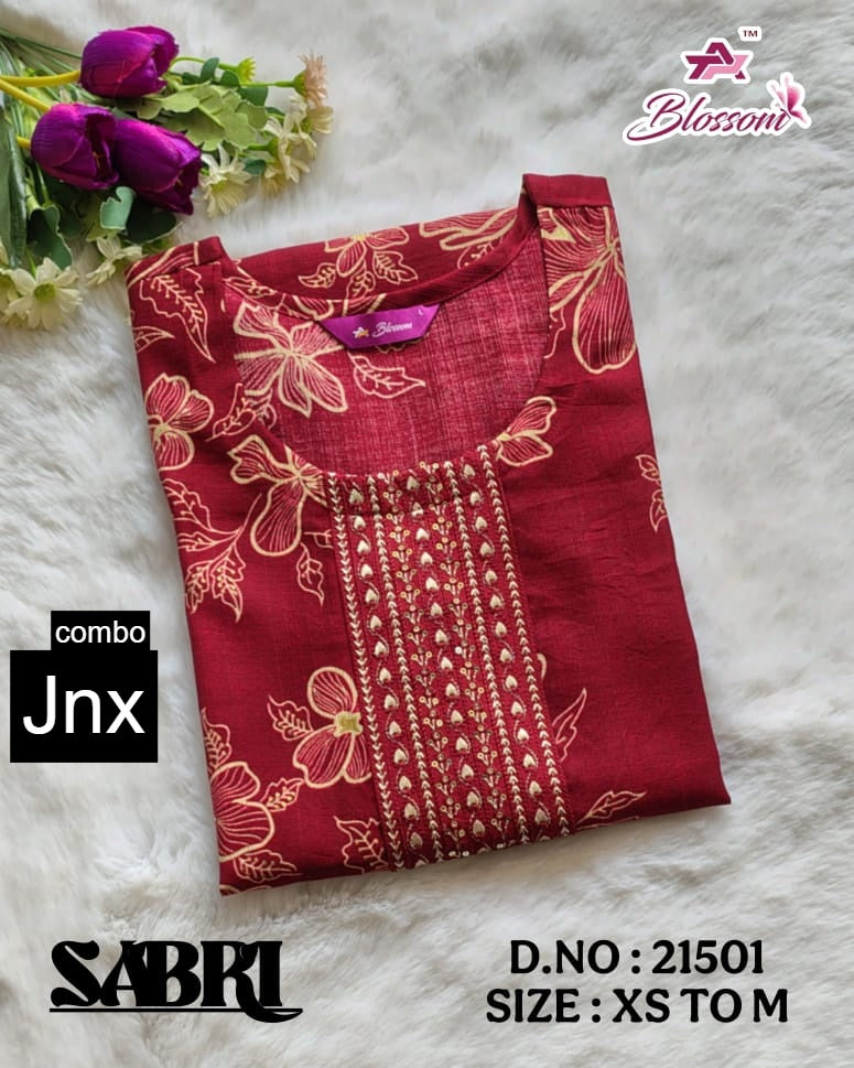 Sabri 0206 Jnx Vertican Straight Cut Kurtis Wholesale