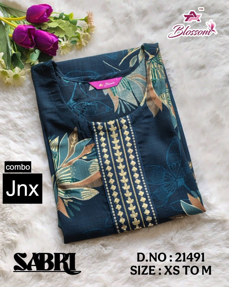 Sabri 0206 Jnx Vertican Straight Cut Kurtis Wholesale