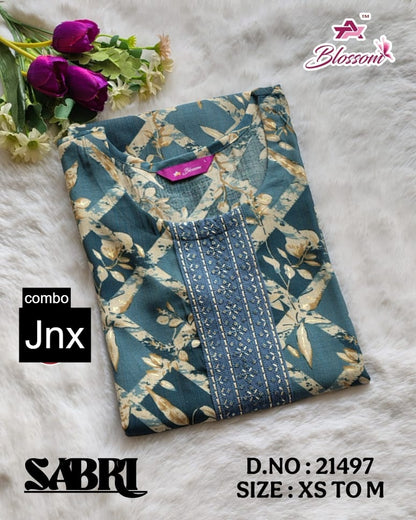 Sabri 0206 Jnx Vertican Straight Cut Kurtis Wholesale