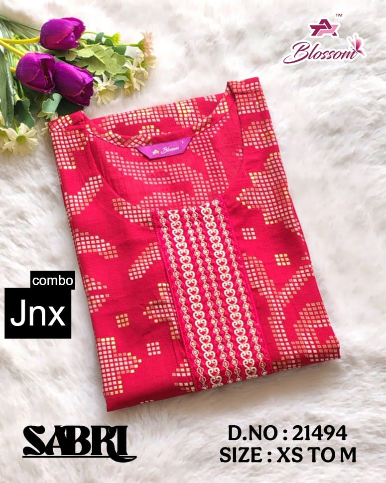 Sabri 0206 Jnx Vertican Straight Cut Kurtis Wholesale