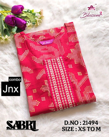 Sabri 0206 Jnx Vertican Straight Cut Kurtis Wholesale
