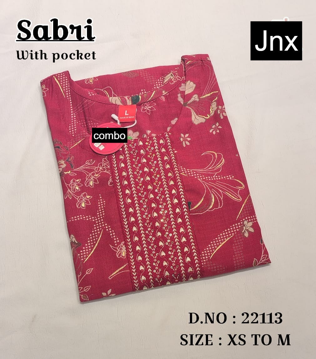 Sabri 0206 Jnx Vertican Straight Cut Kurtis Wholesale