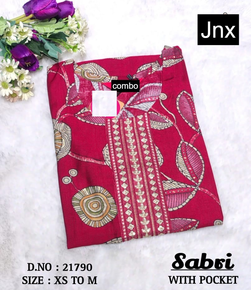 Sabri 0206 Jnx Vertican Straight Cut Kurtis Wholesale