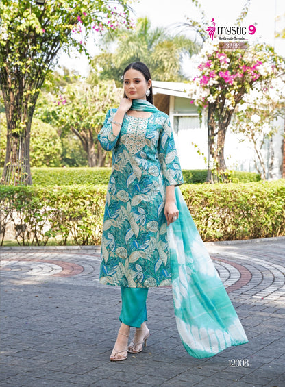 Sabri Vol 12 Mystic 9 Rayon Readymade Pant Style Suits Wholesale