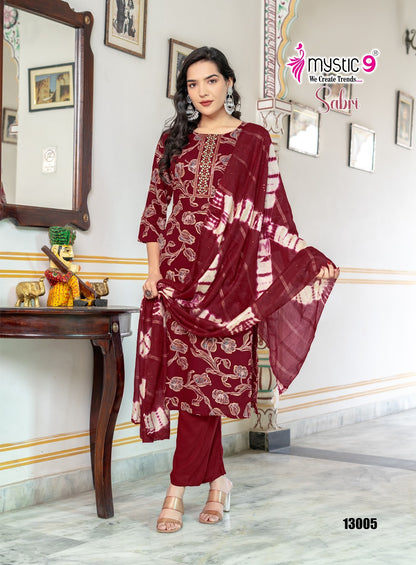 Sabri Vol 13 Mystic 9 Rayon Readymade Pant Style Suits Manufacturer India
