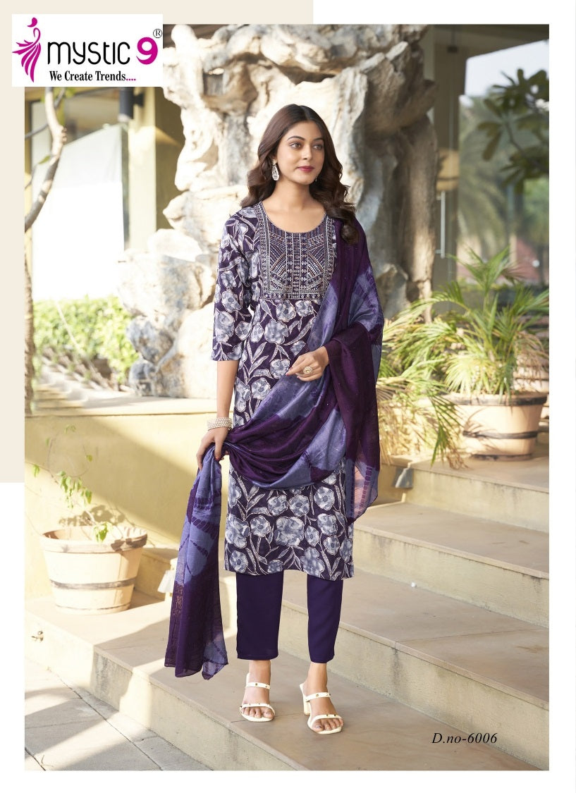 Sabri Vol 6 Mystic 9 Rayon Readymade Pant Style Suits Exporter Ahmedabad