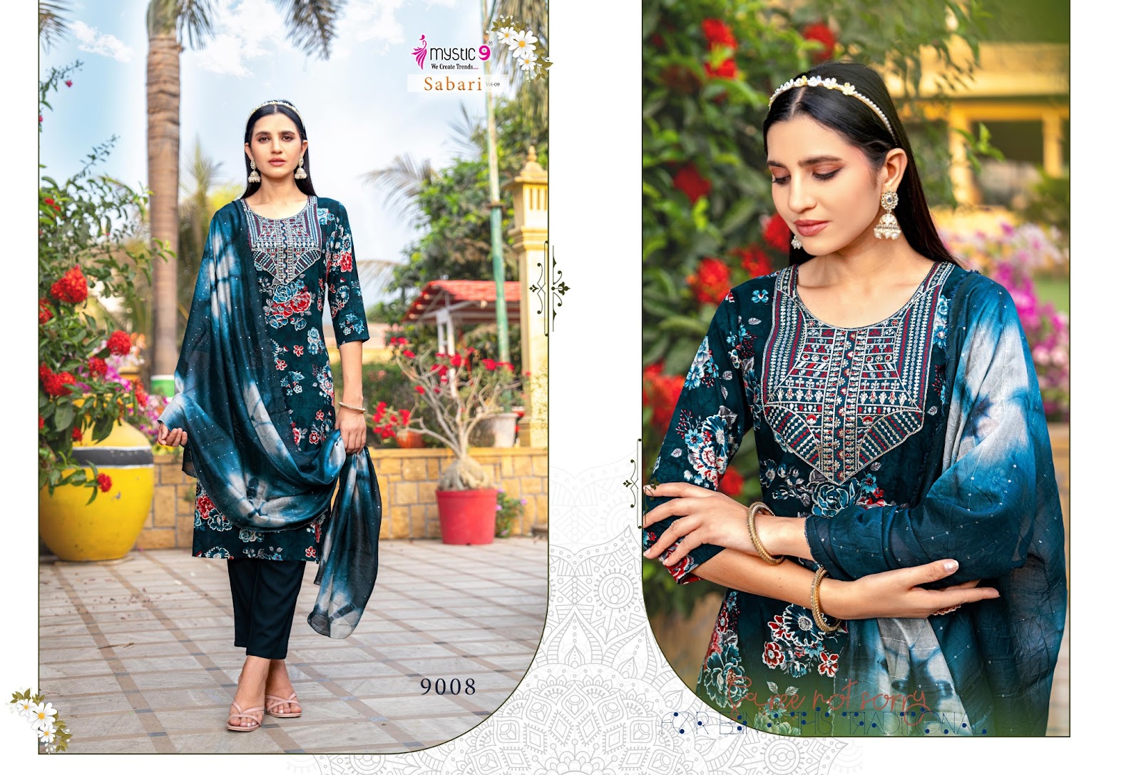 Sabri Vol 9 Mystic 9 Rayon Foil Readymade Pant Style Suits Wholesaler