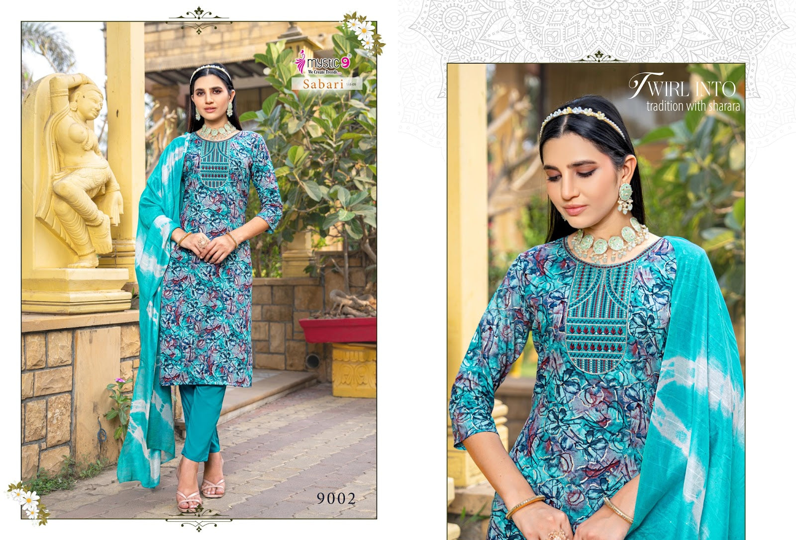 Sabri Vol 9 Mystic 9 Rayon Foil Readymade Pant Style Suits Wholesaler