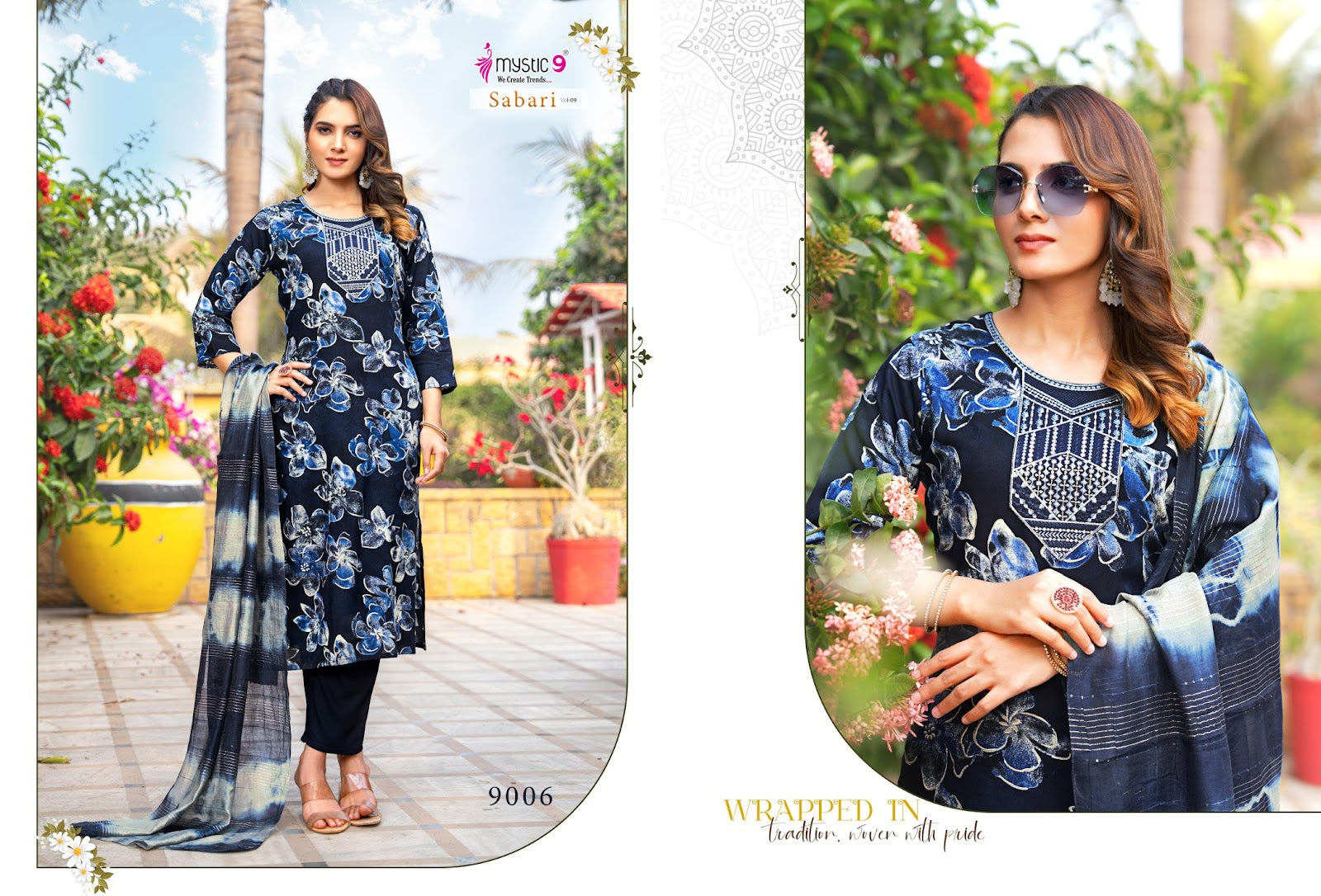 Sabri Vol 9 Mystic 9 Rayon Foil Readymade Pant Style Suits Wholesaler