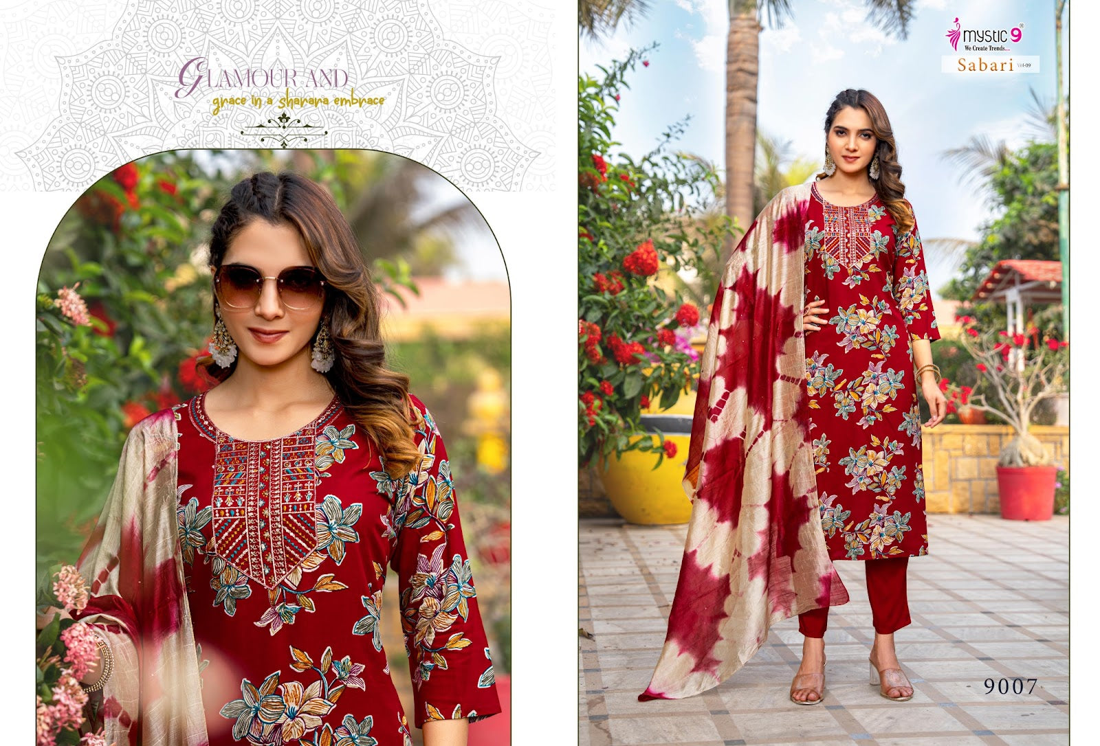 Sabri Vol 9 Mystic 9 Rayon Foil Readymade Pant Style Suits Wholesaler