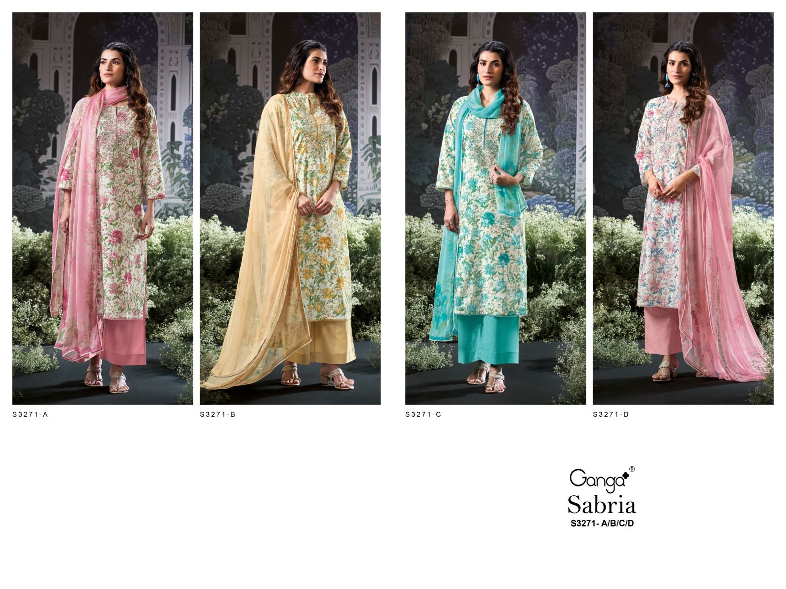Sabria S3271 Ganga Cotton Plazzo Style Suits Manufacturer Gujarat