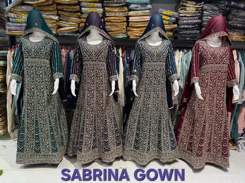 Sabrina Gown Safa Creation Georgette Pakistani Salwar Suits Wholesale Rate