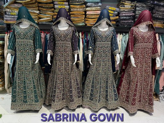 Sabrina Gown Safa Creation Georgette Pakistani Salwar Suits Wholesale Rate