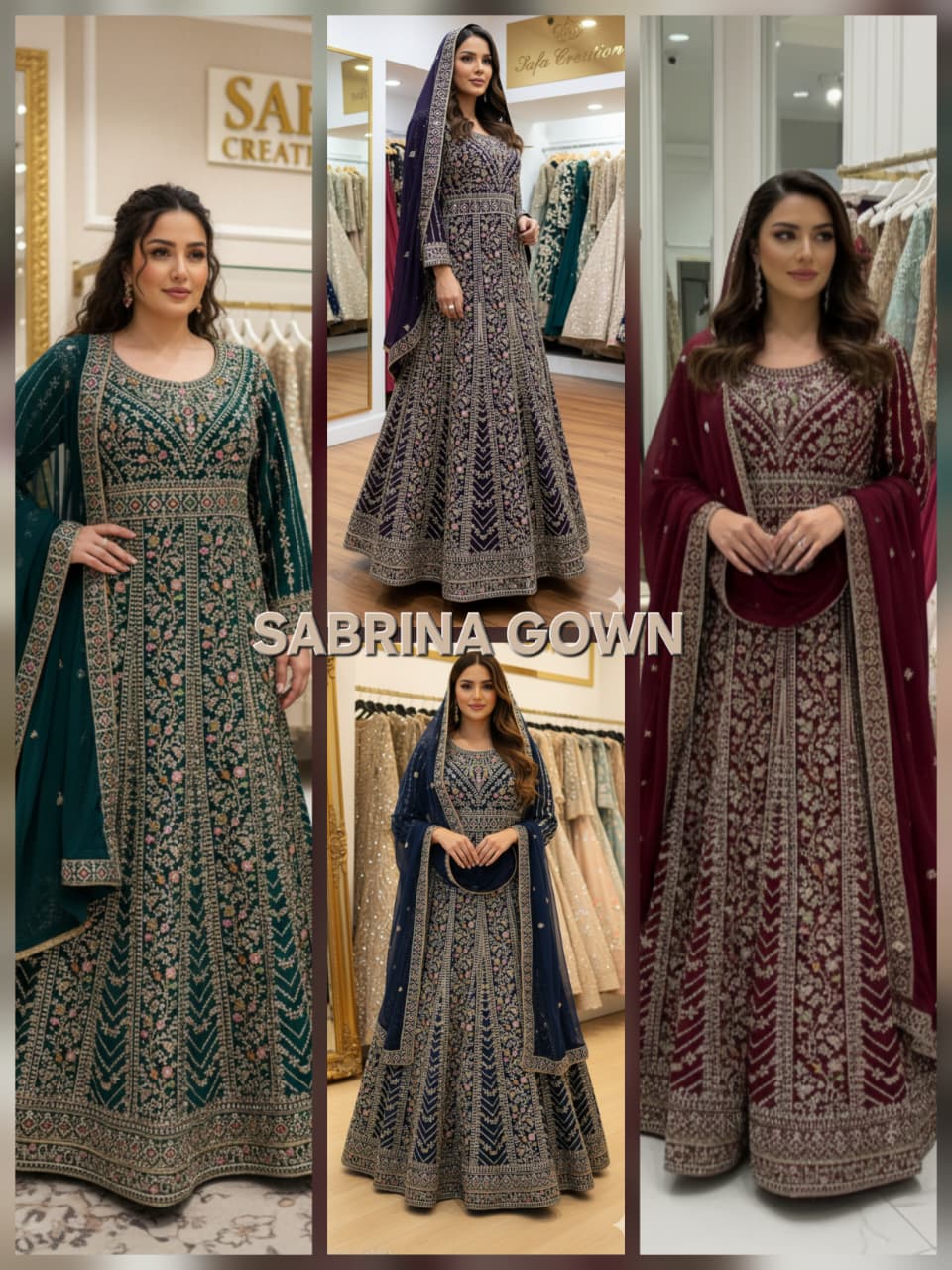 Sabrina Gown Safa Creation Georgette Pakistani Salwar Suits Wholesale Rate