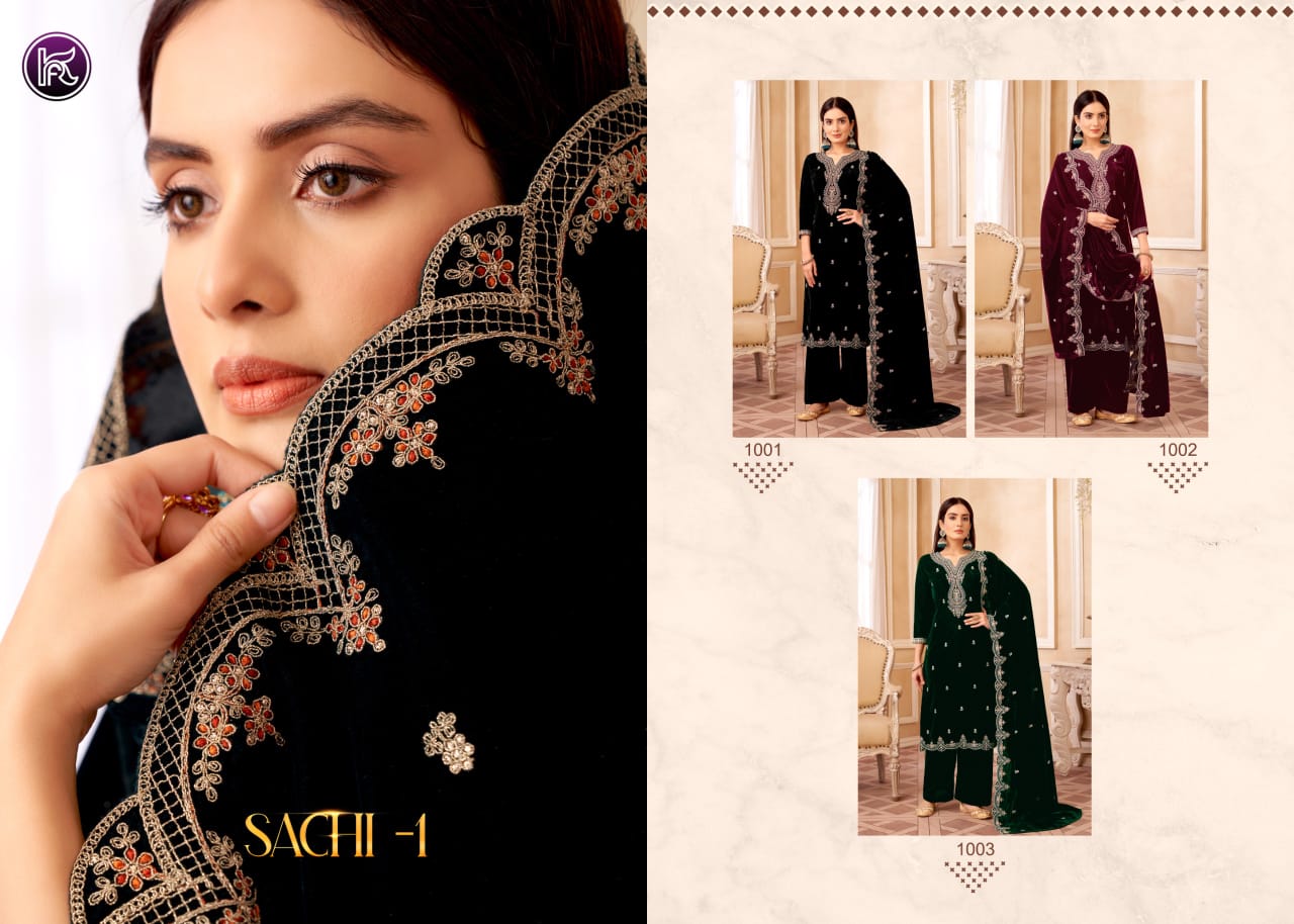 Sachi 1 Kala Fashion Velvet Suits Supplier Gujarat