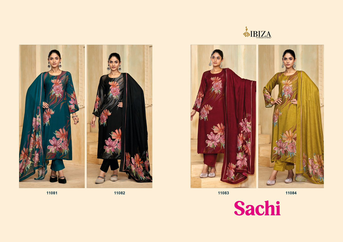 Sachi Ibiza Viscose Pashmina Suits Exporter Gujarat