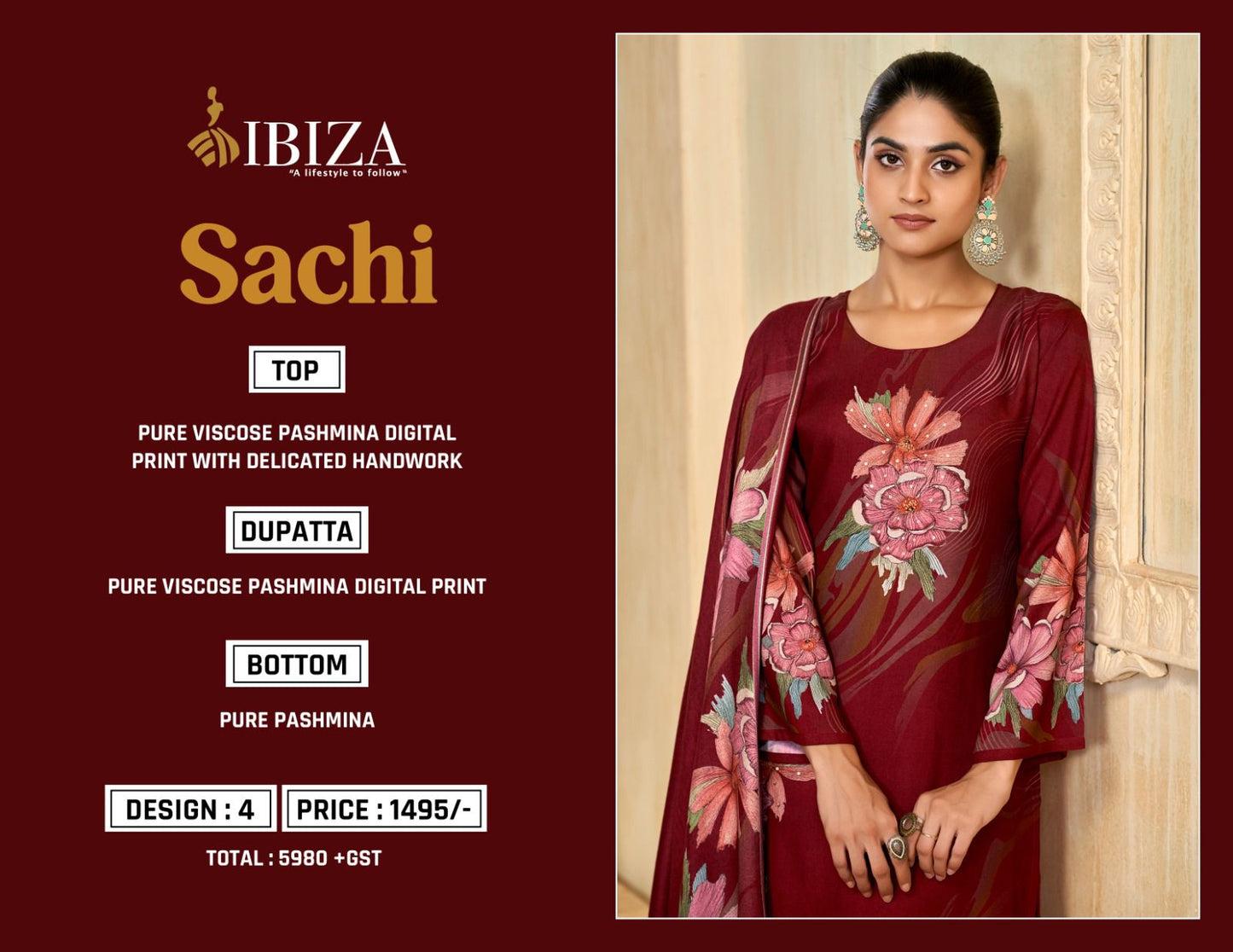 Sachi Ibiza Viscose Pashmina Suits Exporter Gujarat