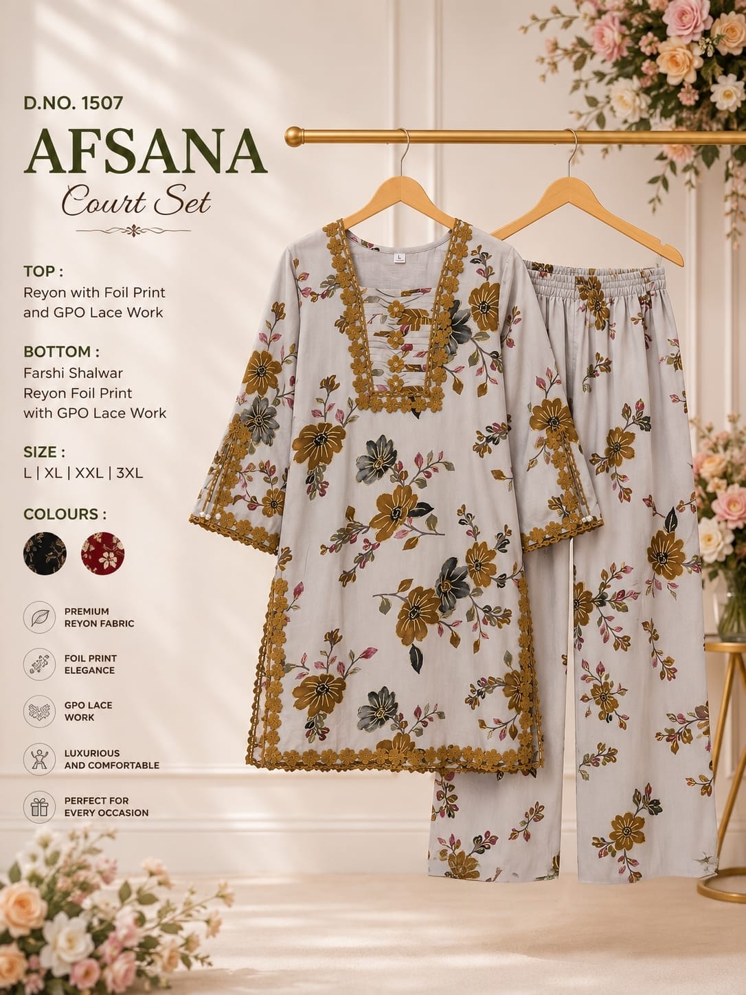 Sachi Pakistani Afsana Reyon Co Ord Set Supplier India